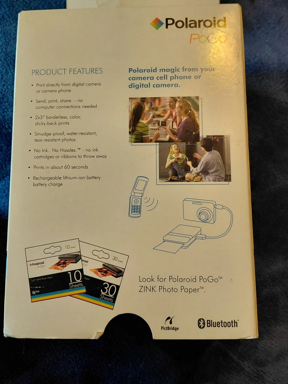 NEW POLAROID POGO Instant Mobile Printer Zink Zero Ink Photo 2 x 3 Prints Gift